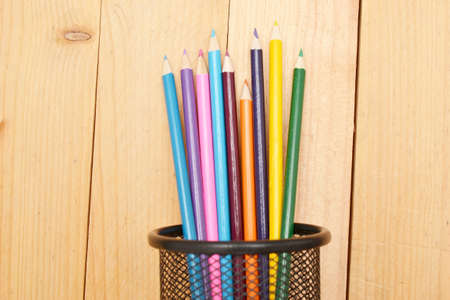 Colored pencils on woodの写真素材