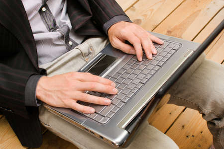 Businessman working with his computerの写真素材