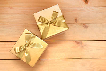 Gold gift boxesの写真素材
