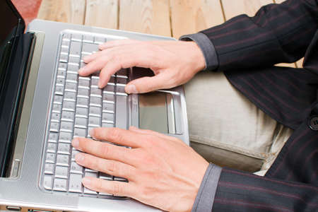 Businessman working with his computerの写真素材