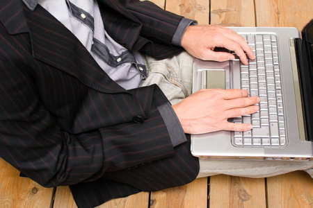 Businessman working with his computerの写真素材