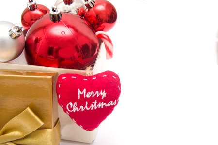 Christmas balls out of a gift boxの写真素材
