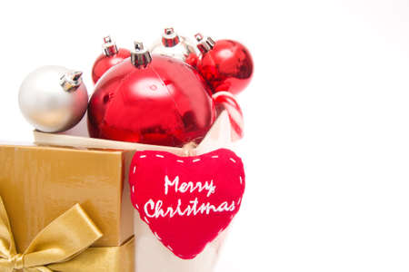 Christmas balls out of a gift boxの写真素材