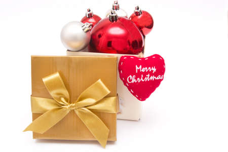 Christmas balls out of a gift boxの写真素材