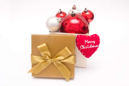 Christmas balls out of a gift boxの写真素材