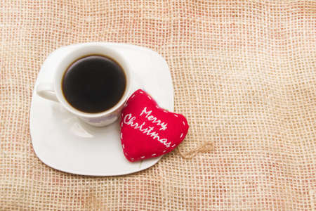 Coffee and Christmas heartの写真素材