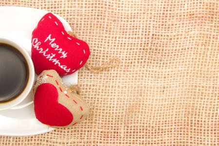 Coffee and Christmas heartの写真素材