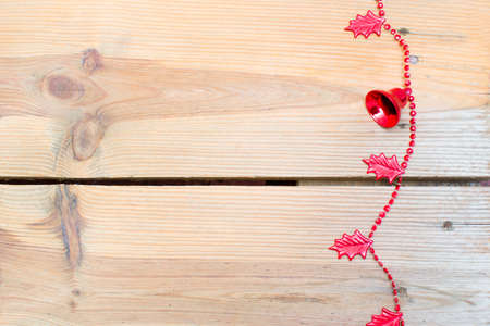 Christmas Bells on woodの写真素材