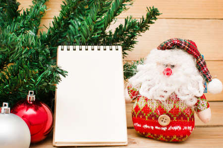 Christmas object and notebookの写真素材