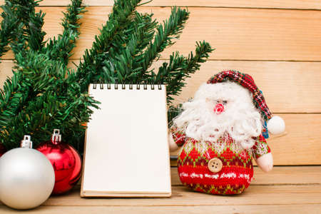 Christmas object and notebookの写真素材