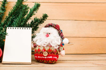 Christmas object and notebookの写真素材