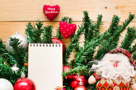 Christmas object and notebookの写真素材