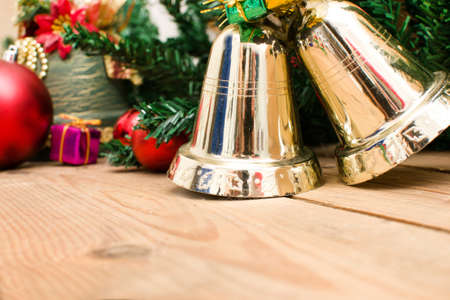 Christmas bell and christmas decorationの写真素材