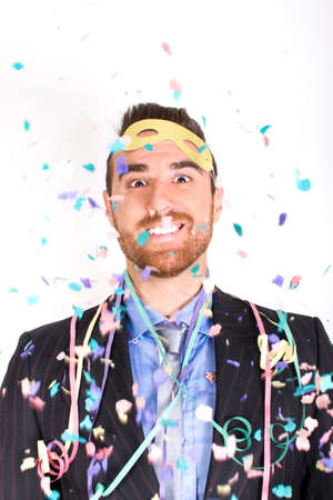 Man celebrating a new year partyの写真素材