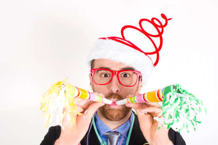 Man celebrating a new year partyの写真素材