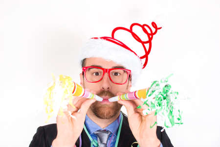 Man celebrating a new year partyの写真素材