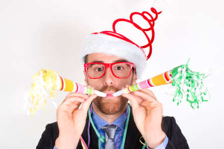 Man celebrating a new year partyの写真素材