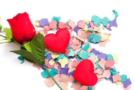 Rose, hearts and confettiの写真素材