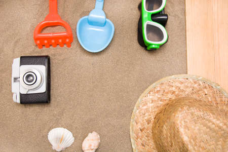 Beach supplies on sand