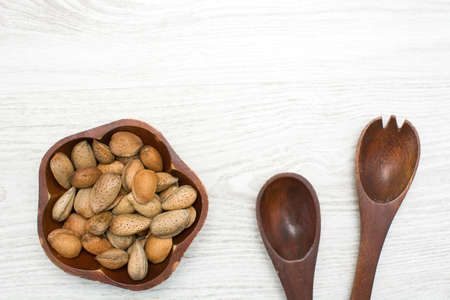 almonds on a tableの写真素材