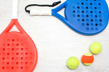 tennis balls and racketsの写真素材