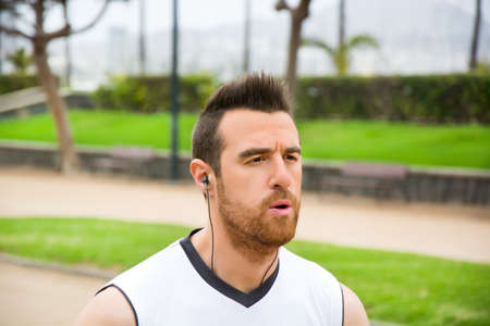 man doing running in the parkの写真素材