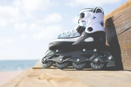 roller skate on stairs. vintage styleの写真素材