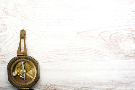 Compass on woodの写真素材
