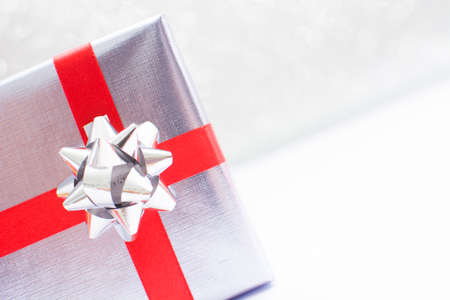 Silver gift boxの写真素材