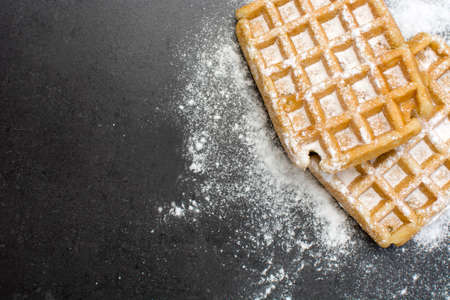 Waffles with sugarの写真素材