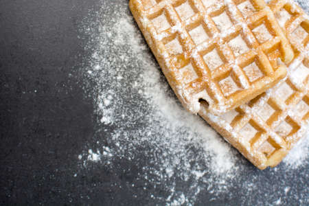 Waffles with sugarの写真素材