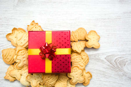 Christmas cookies and gift boxの写真素材