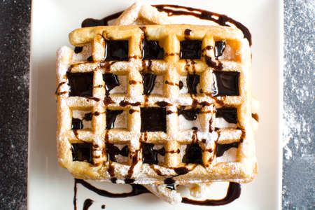 Waffle with chocolateの写真素材