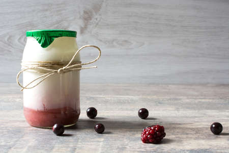 Breakfast with yogurt and fruitの写真素材