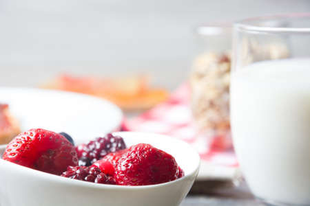 Breakfast with yogurt and fruitの写真素材