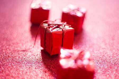 Red gift boxes with glitter