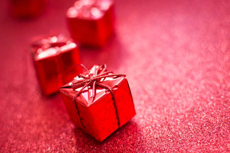 Red gift boxes with glitter