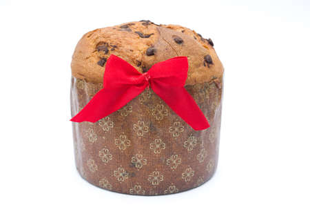 Panettone with chocolate isolatedの写真素材