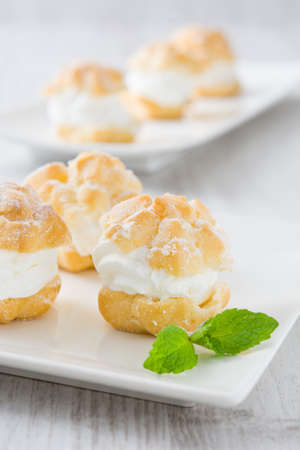 Fresh profiteroles with creamの写真素材