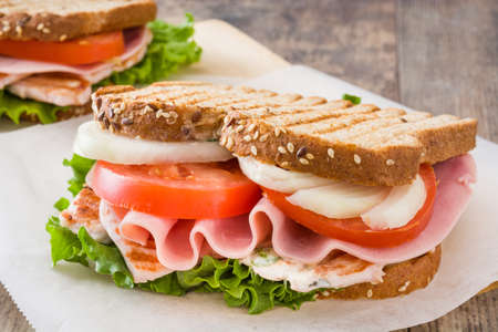 Chicken and vegetable sandwichの写真素材
