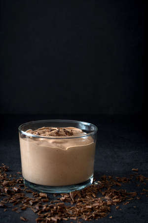 chocolate mousse on slateの写真素材