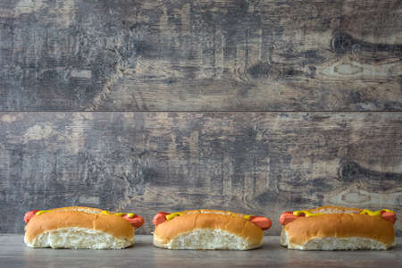 Hot dog with mustard and ketchupの写真素材