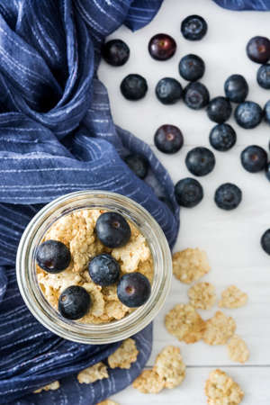 Yogurt with fresh blueberries and cereals