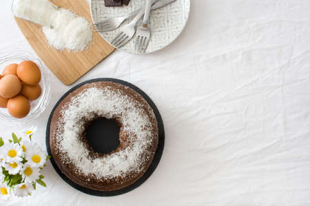 Chocolate and coconut cakeの写真素材