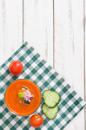 Gazpacho soup and ingredientsの写真素材