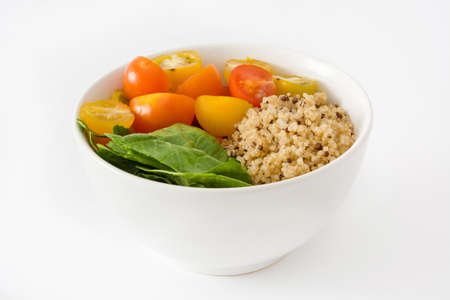 Quinoa salad in a bowl isolated on white backgroundの写真素材