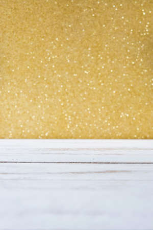 Wooden and golden glitter background