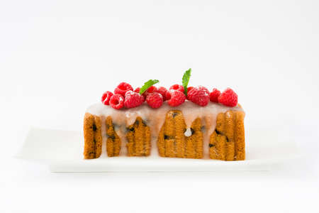 Christmas fruit cake with raspberriesの写真素材