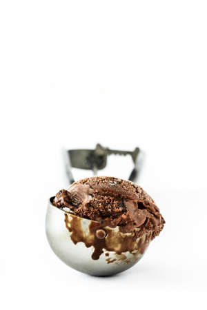 Chocolate ice cream isolated on white backgroundの写真素材