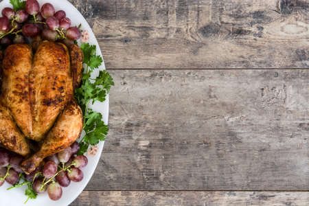 Thanksgiving turkey on rustic wooden background
